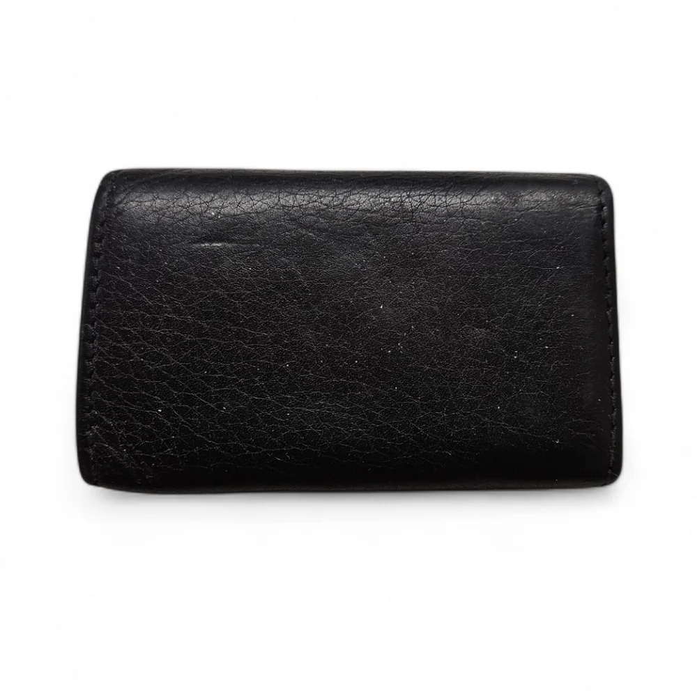 Gucci GG Marmont Black Leather Card And Key Holder Wallet In Black And Silver